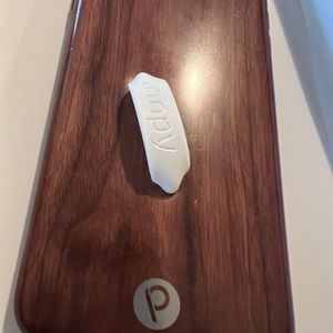 Loopy wood grain phone case for iPhone 8 Plus with white loop